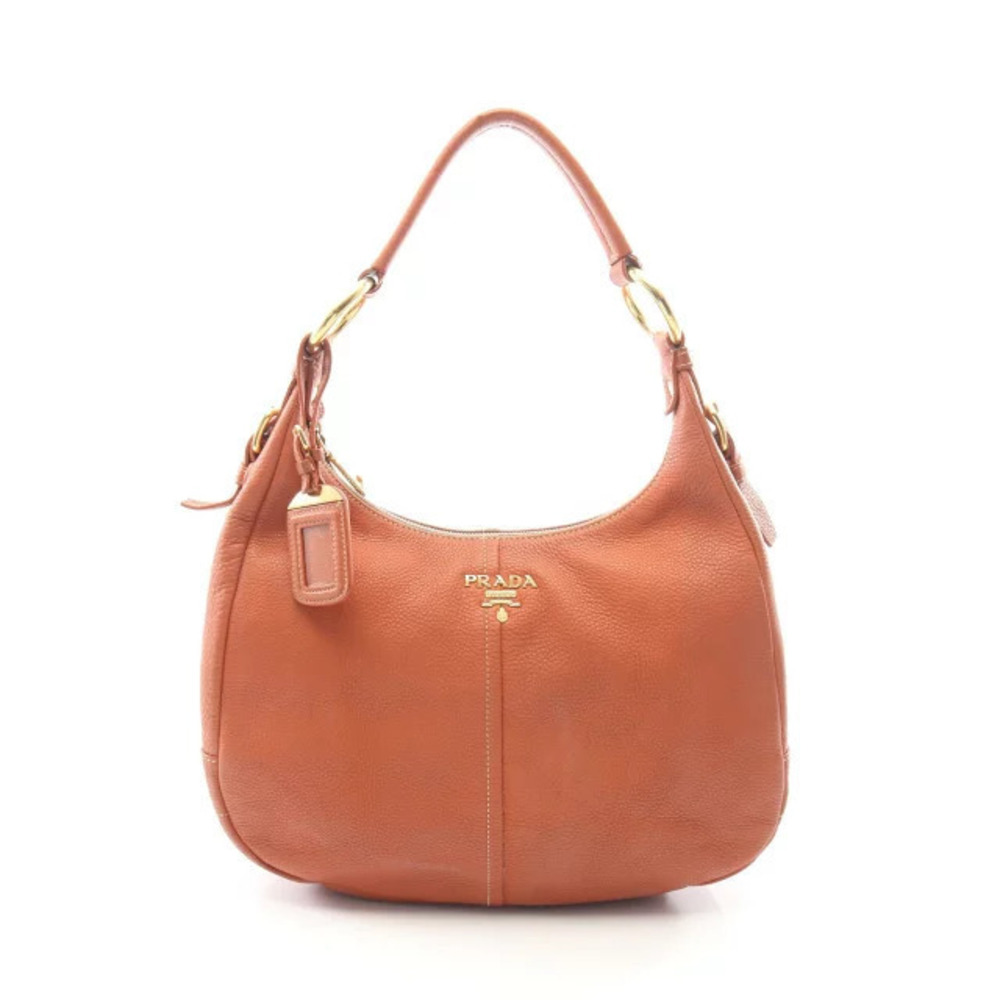 Prada orange Vitello Daino leather hobo shoulder bag